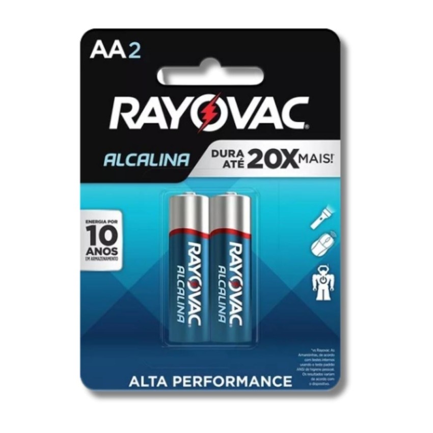 PILHA ALCALINA RAYOVAC AA2 1.5V com 2 unidades