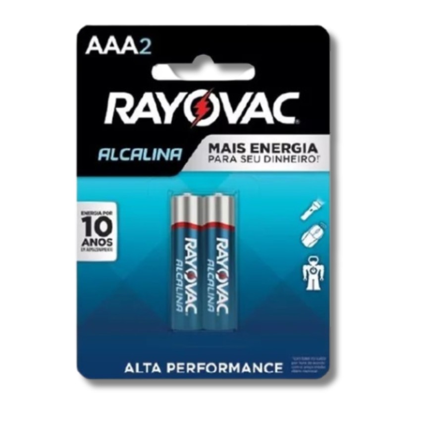 PILHA PALITO ALCALINA RAYOVAC AAA2 1.5V com 2 unidades